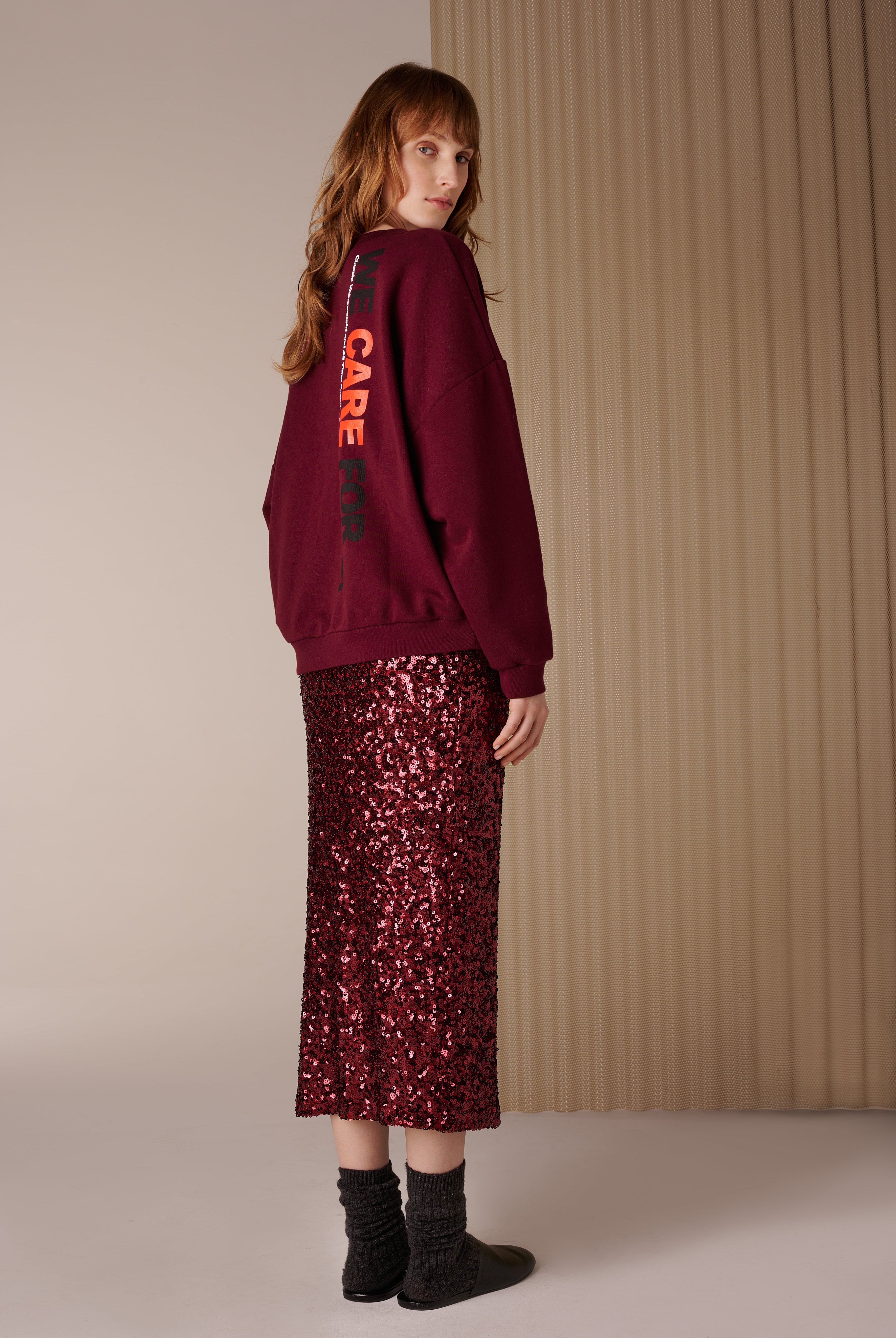 red sequins skirt by livbergen